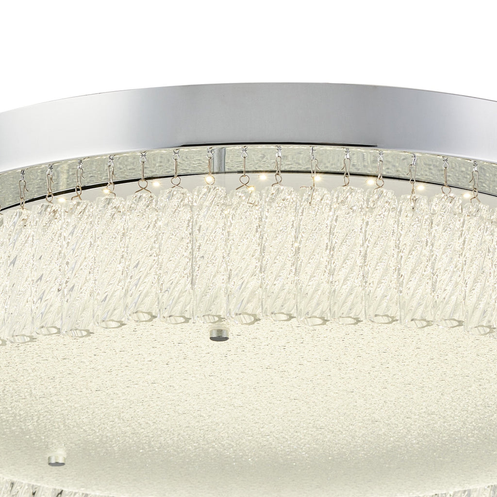IL80056 Aiden 50cm Round Flush Ceiling 30W LED Polished Chrome/Glass