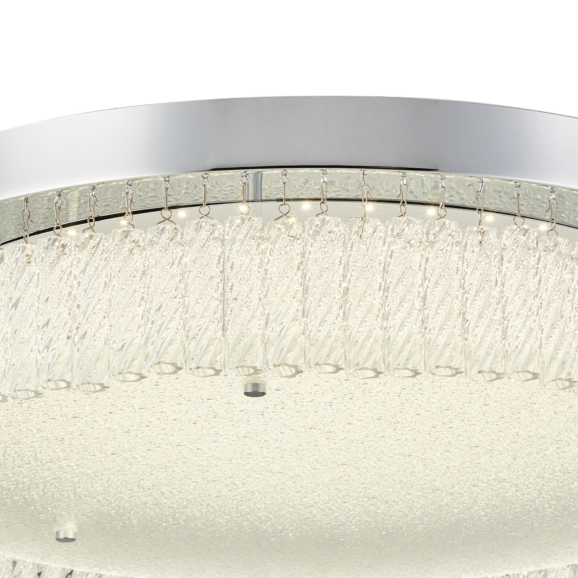 IL80056 Aiden 50cm Round Flush Ceiling 30W LED Polished Chrome/Glass