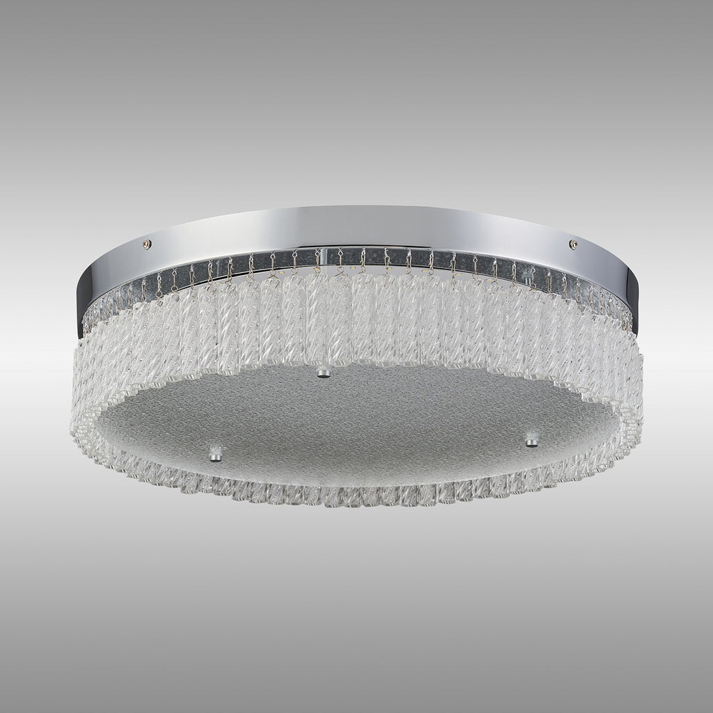 IL80056 Aiden 50cm Round Flush Ceiling 30W LED Polished Chrome/Glass