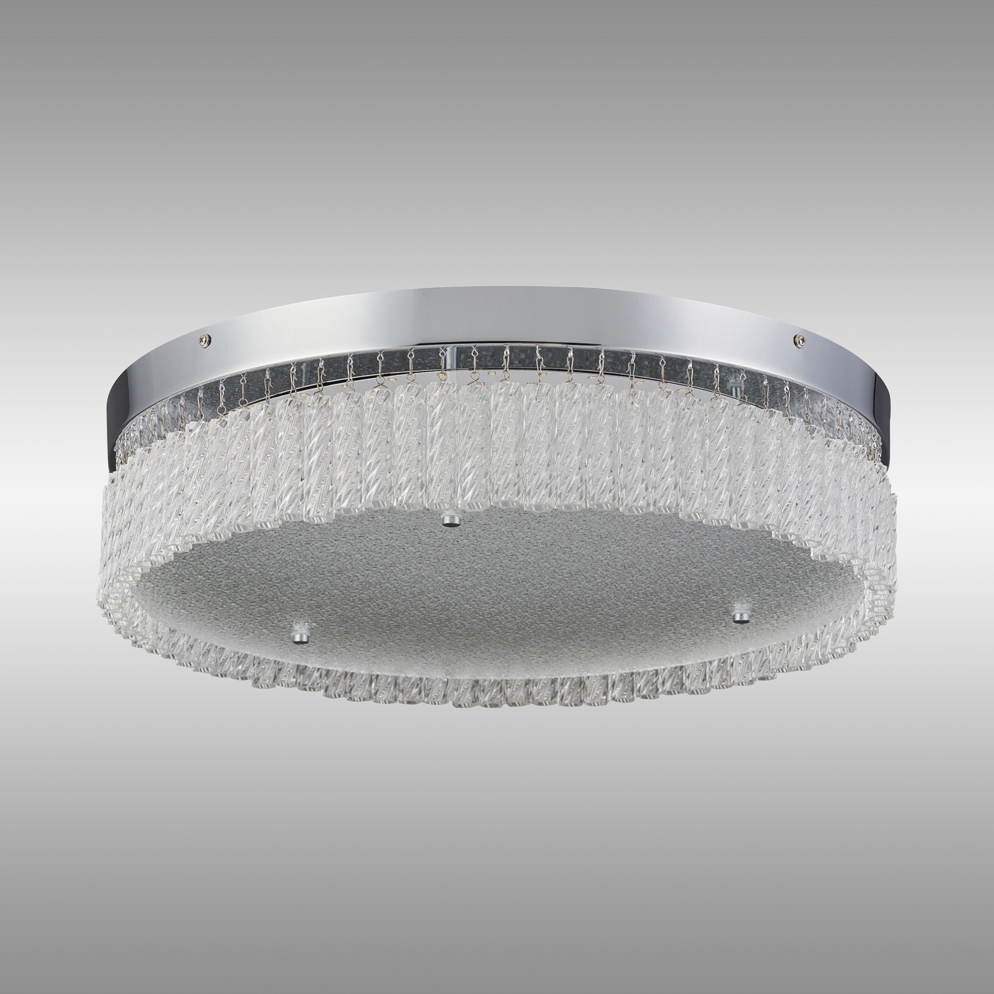 IL80056 Aiden 50cm Round Flush Ceiling 30W LED Polished Chrome/Glass