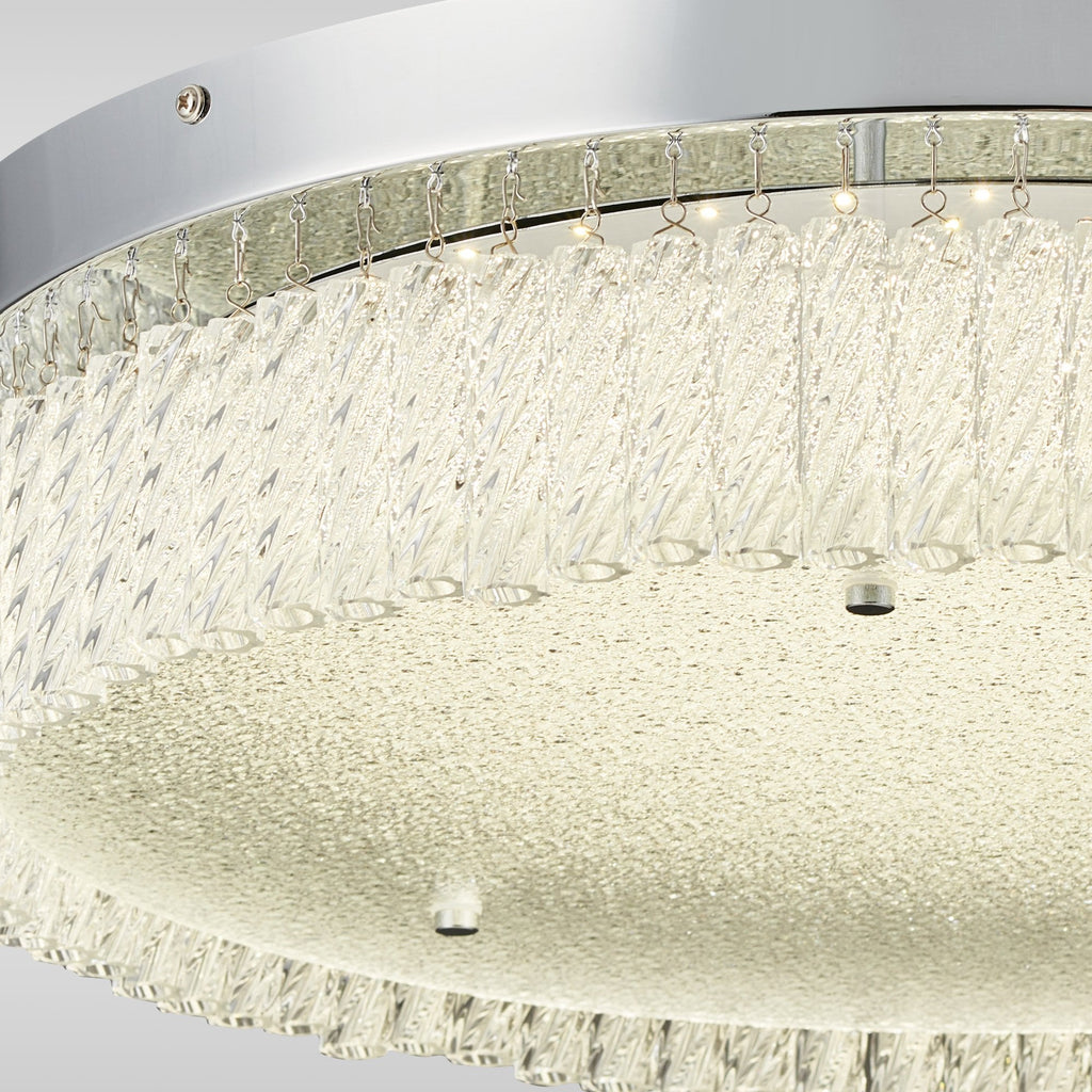 IL80056 Aiden 50cm Round Flush Ceiling 30W LED Polished Chrome/Glass