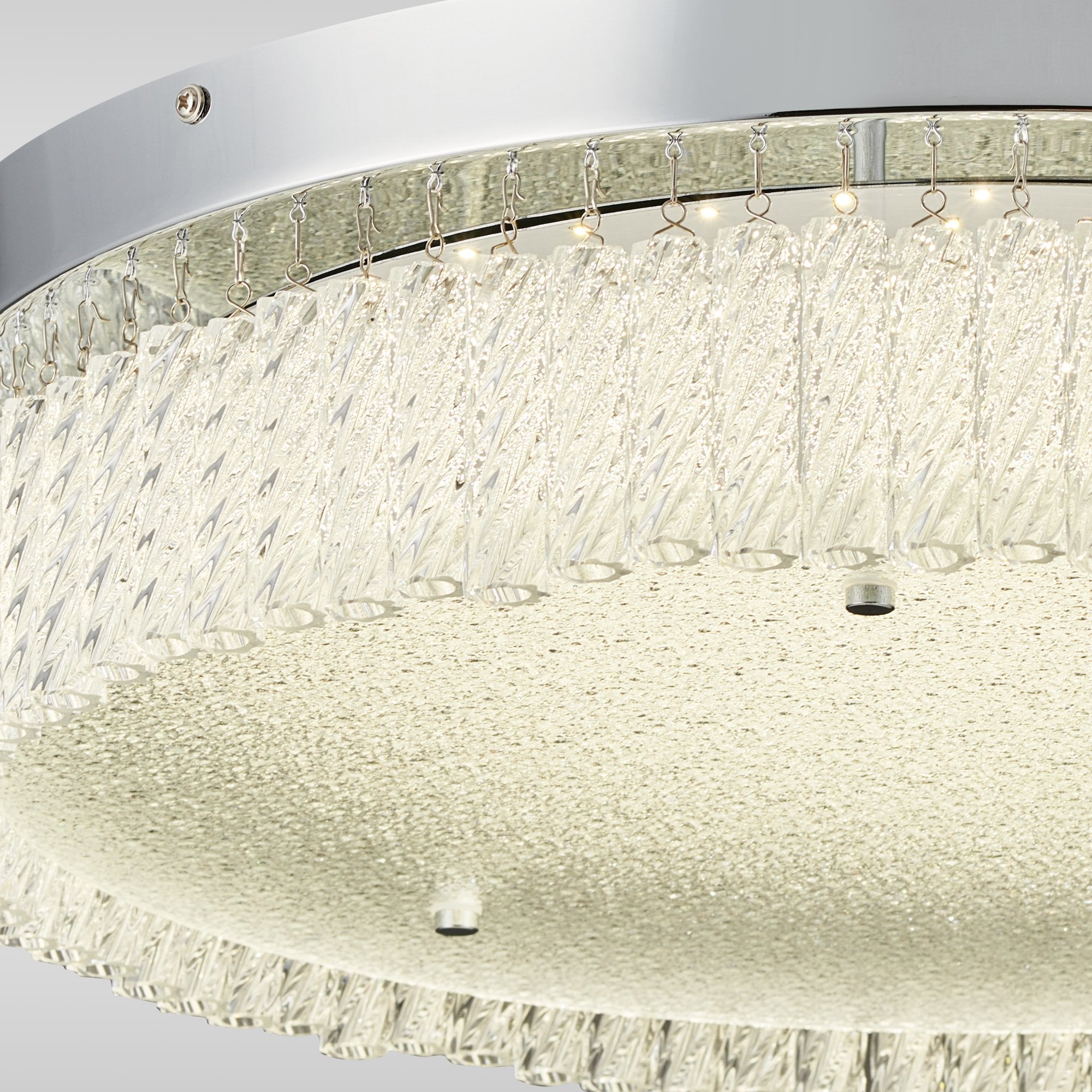 IL80056 Aiden 50cm Round Flush Ceiling 30W LED Polished Chrome/Glass
