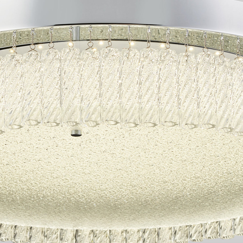 IL80056 Aiden 50cm Round Flush Ceiling 30W LED Polished Chrome/Glass