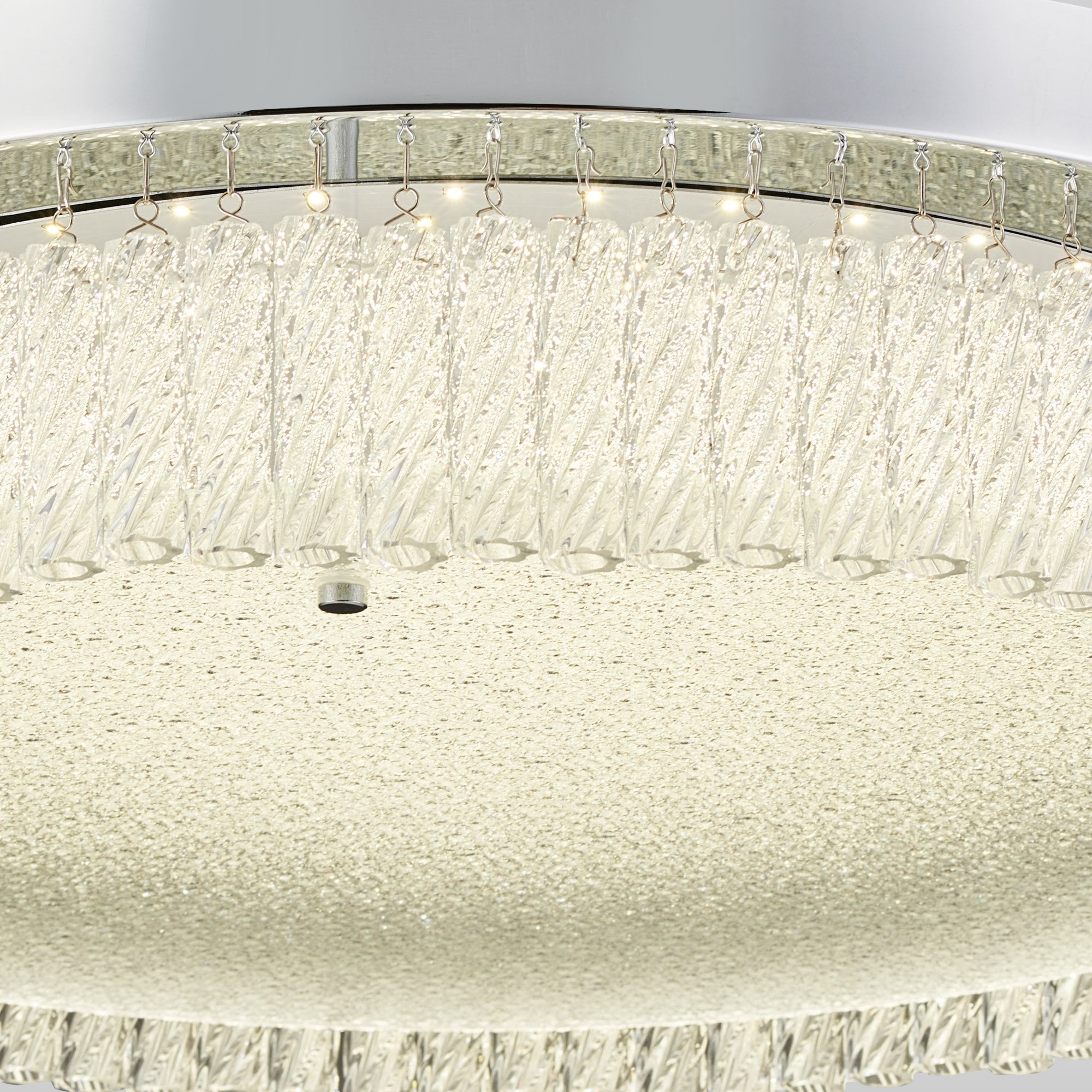 IL80056 Aiden 50cm Round Flush Ceiling 30W LED Polished Chrome/Glass
