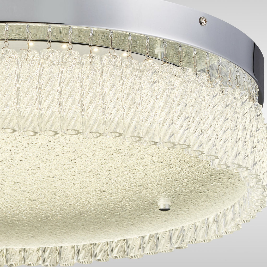 IL80056 Aiden 50cm Round Flush Ceiling 30W LED Polished Chrome/Glass