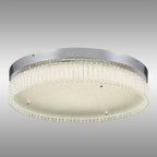 IL80057 Aiden 60cm Round Flush Ceiling 40W LED Remote Control Polished Chrome/Glass