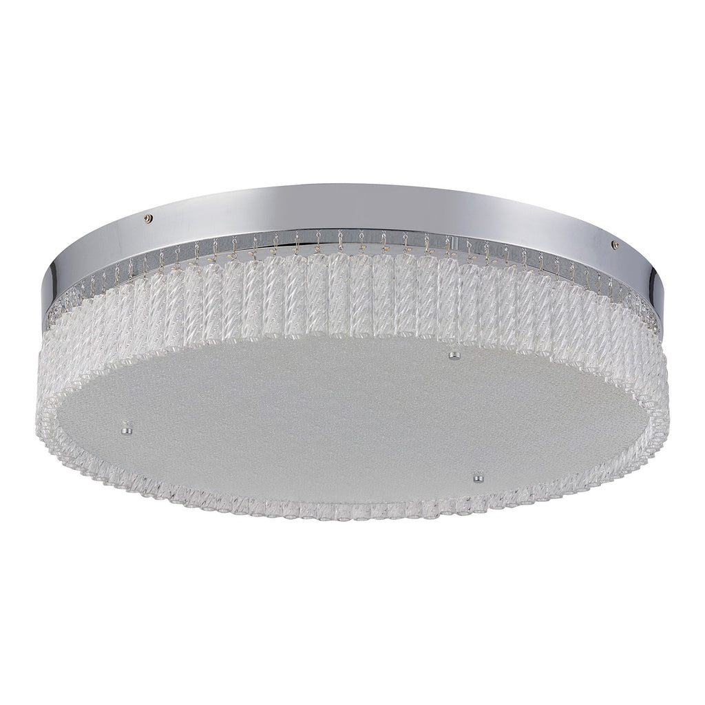 IL80057 Aiden 60cm Round Flush Ceiling 40W LED Remote Control Polished Chrome/Glass