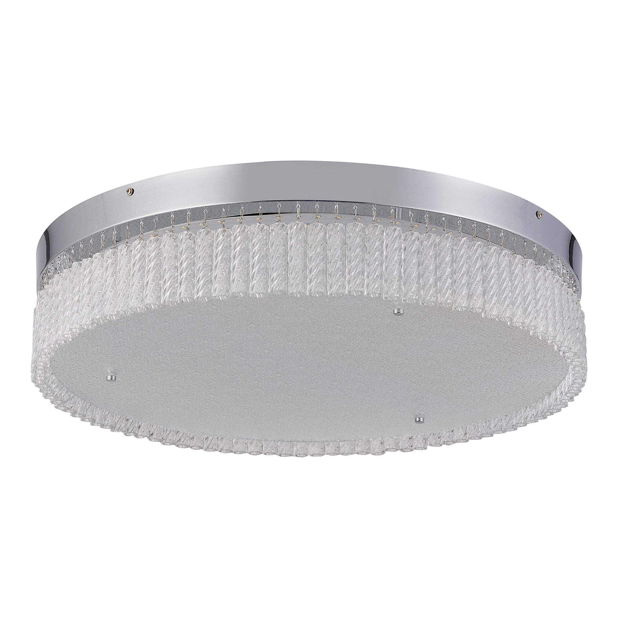 IL80057 Aiden 60cm Round Flush Ceiling 40W LED Remote Control Polished Chrome/Glass