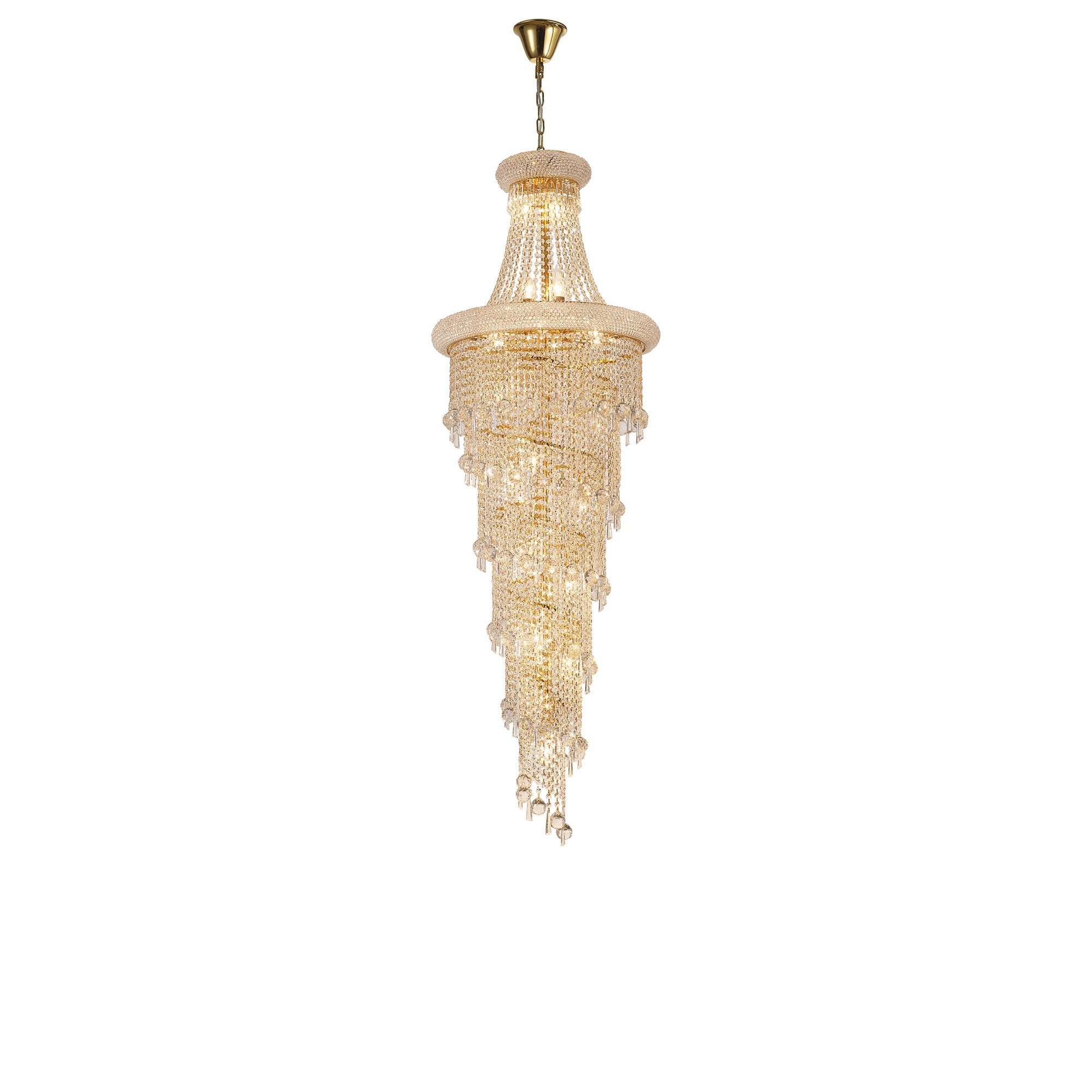IL32116 Alexandra Pendant 4 Layer Spiral 25 Light E14 Gold/Crystal