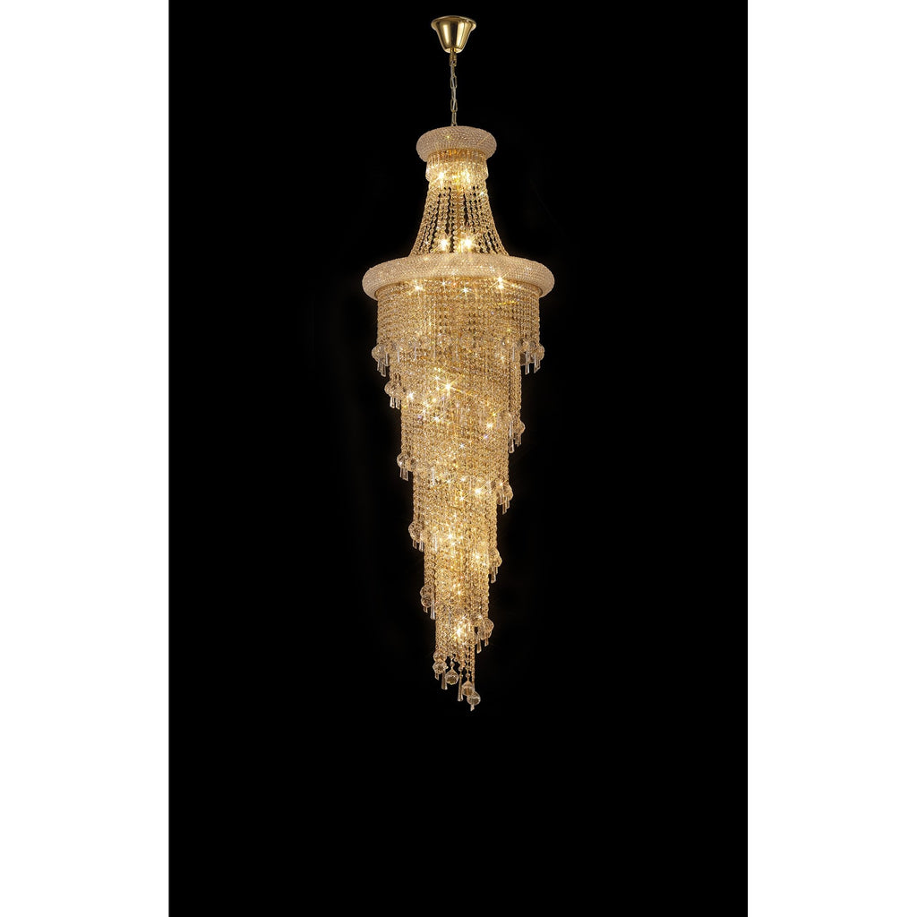 IL32116 Alexandra Pendant 4 Layer Spiral 25 Light E14 Gold/Crystal