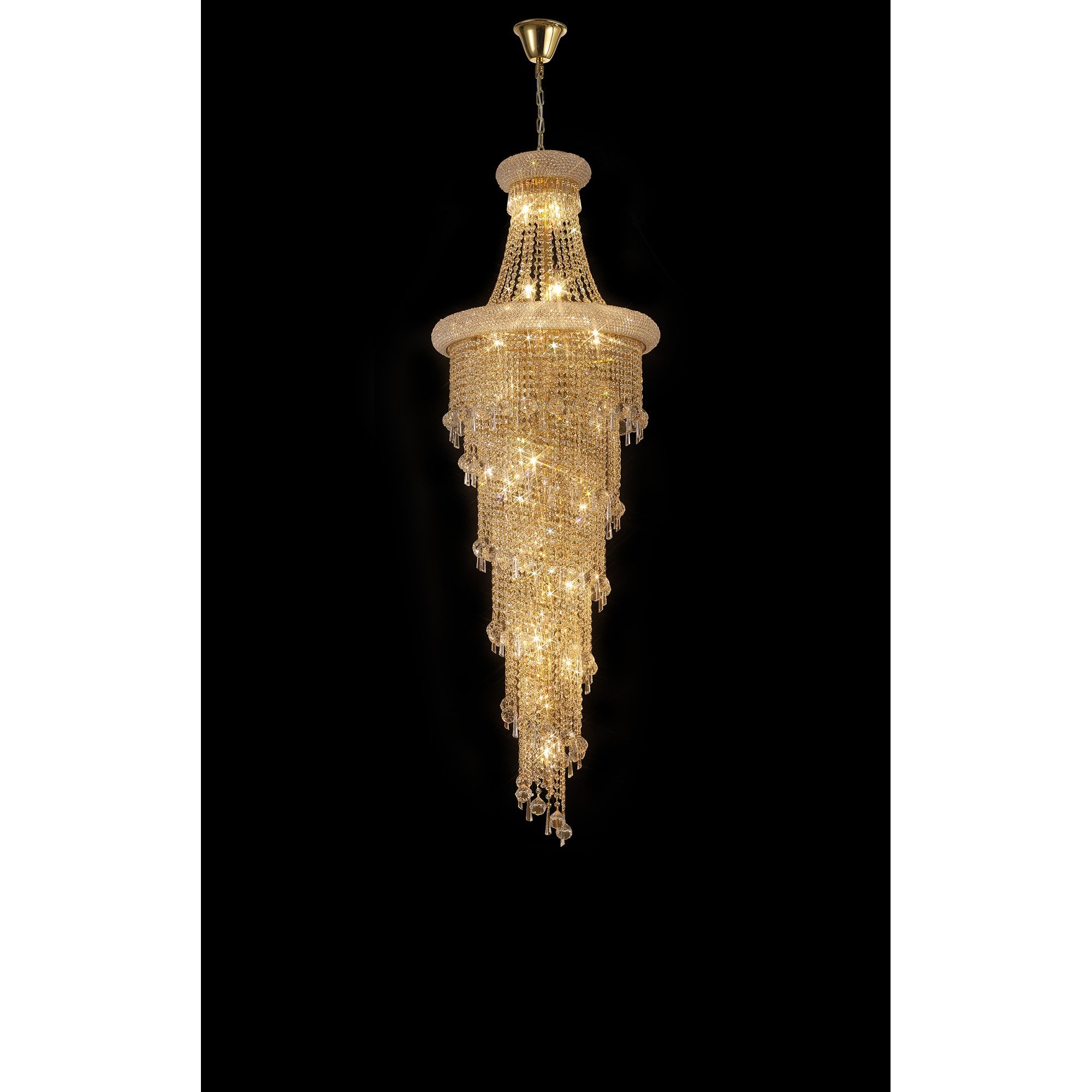 IL32116 Alexandra Pendant 4 Layer Spiral 25 Light E14 Gold/Crystal