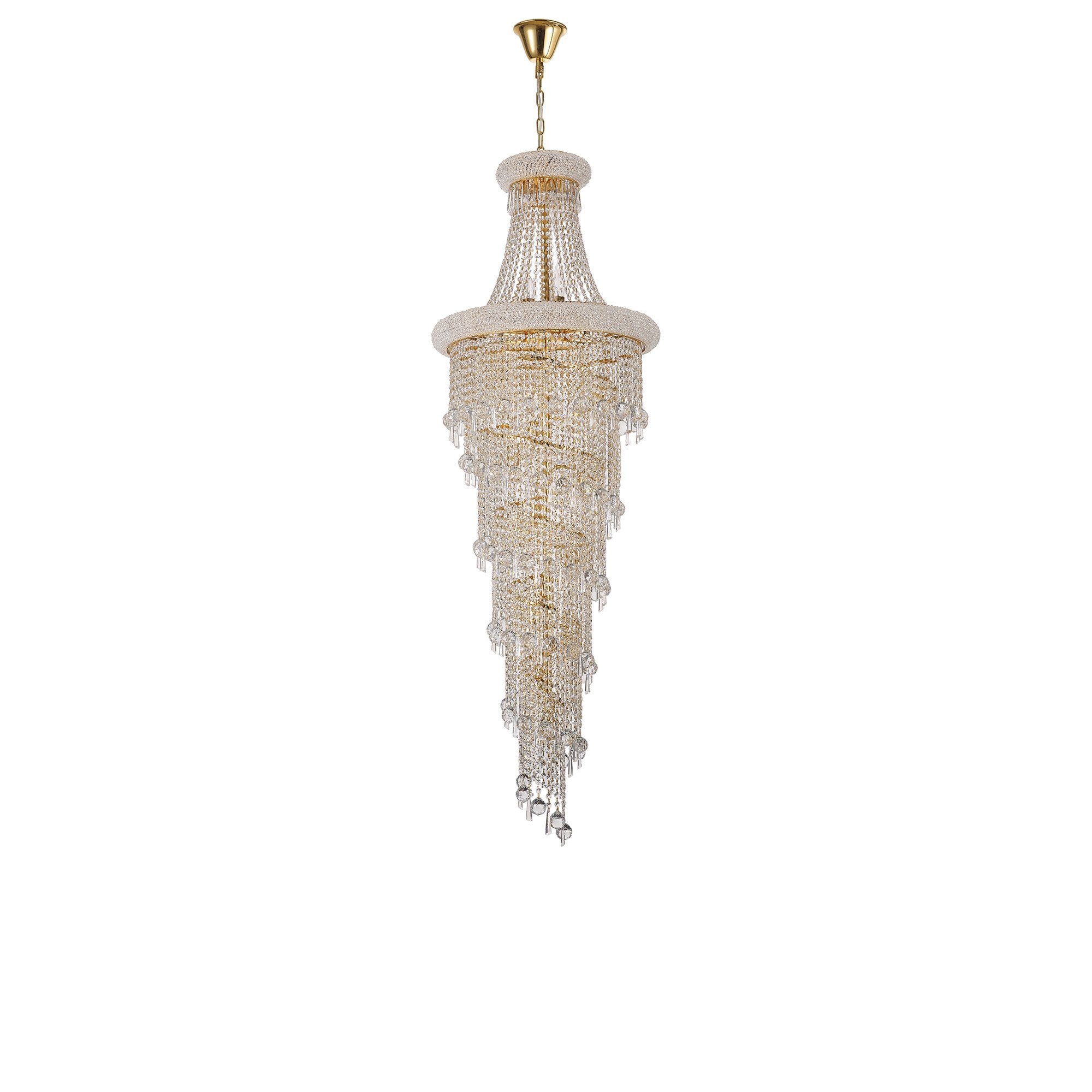 IL32116 Alexandra Pendant 4 Layer Spiral 25 Light E14 Gold/Crystal