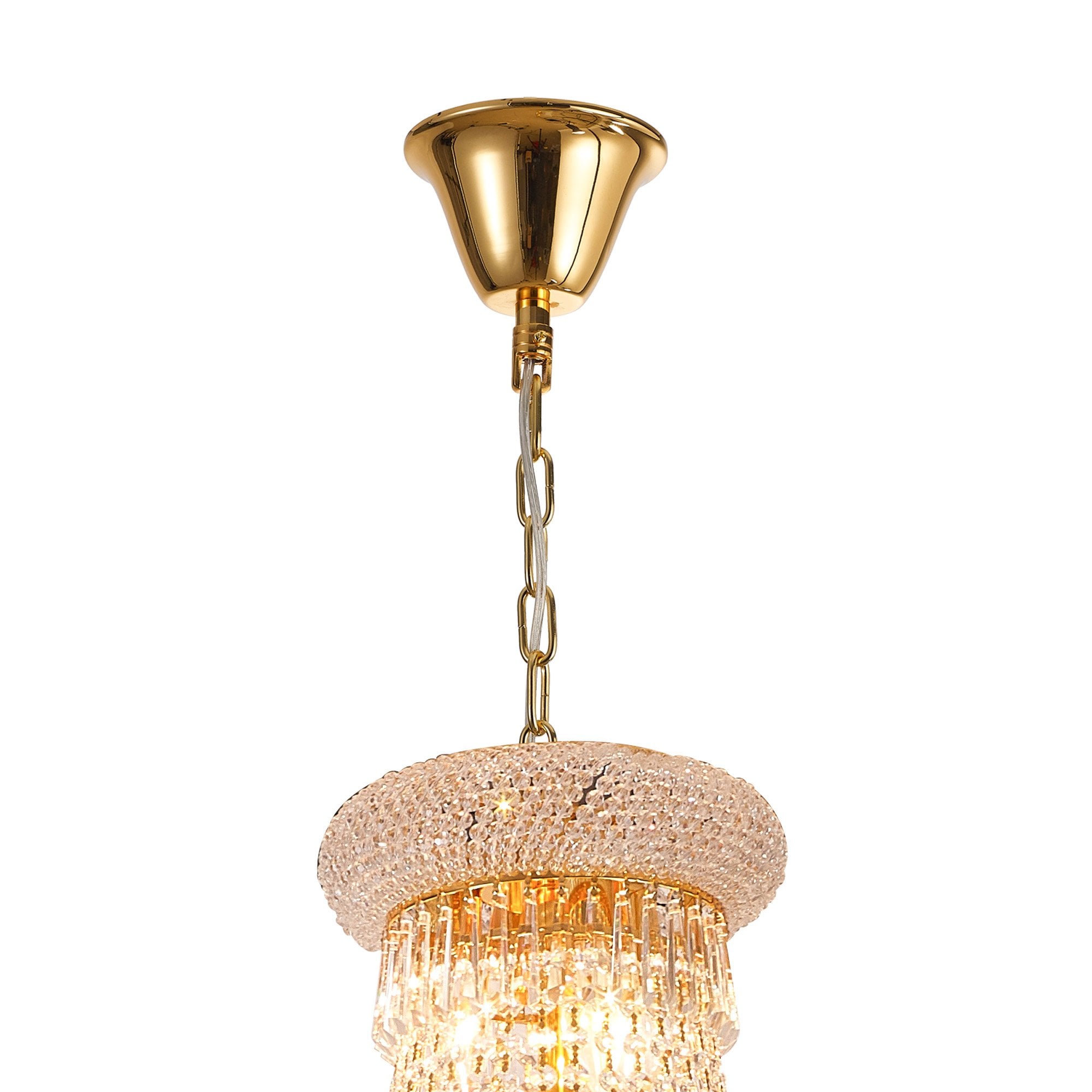 IL32116 Alexandra Pendant 4 Layer Spiral 25 Light E14 Gold/Crystal