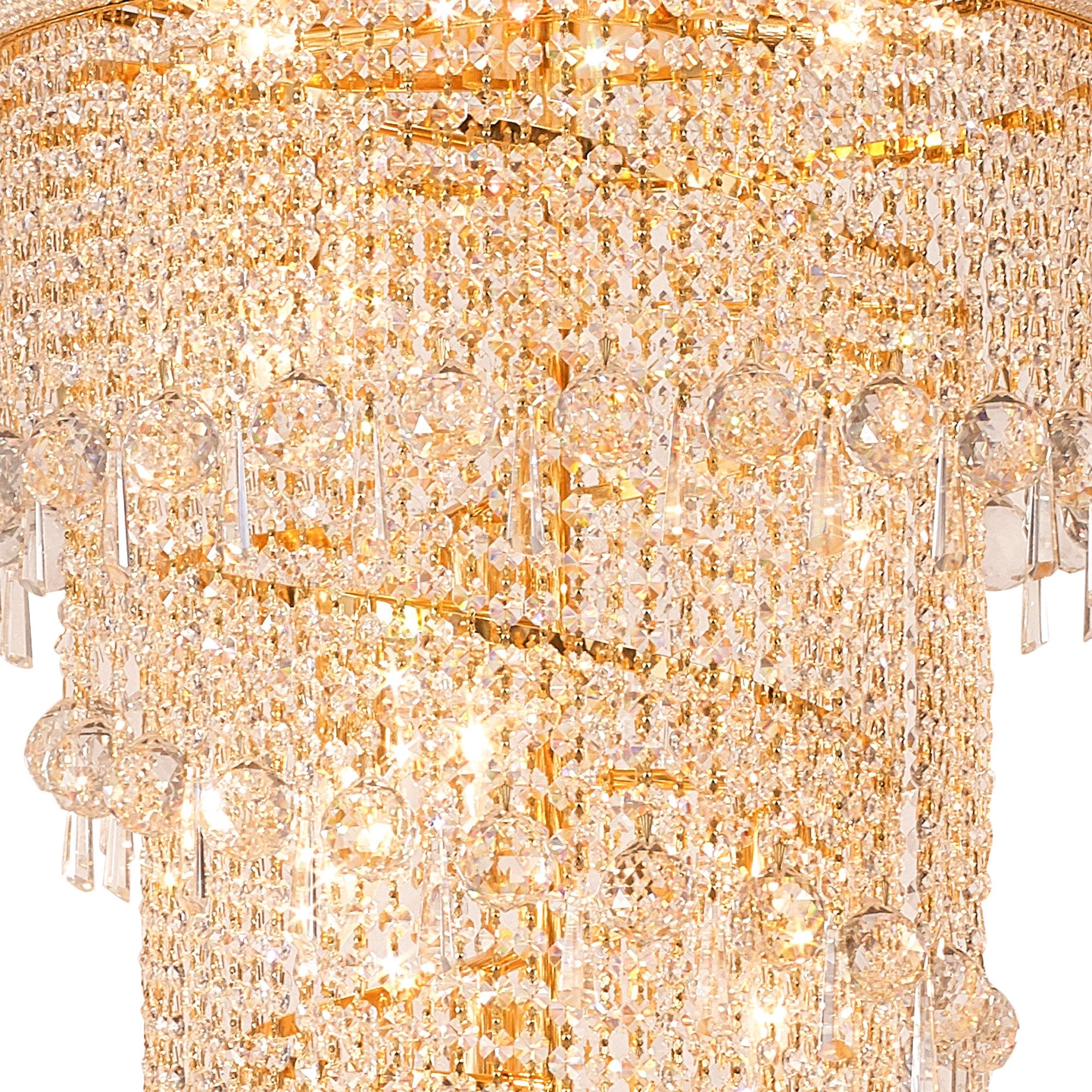 IL32116 Alexandra Pendant 4 Layer Spiral 25 Light E14 Gold/Crystal