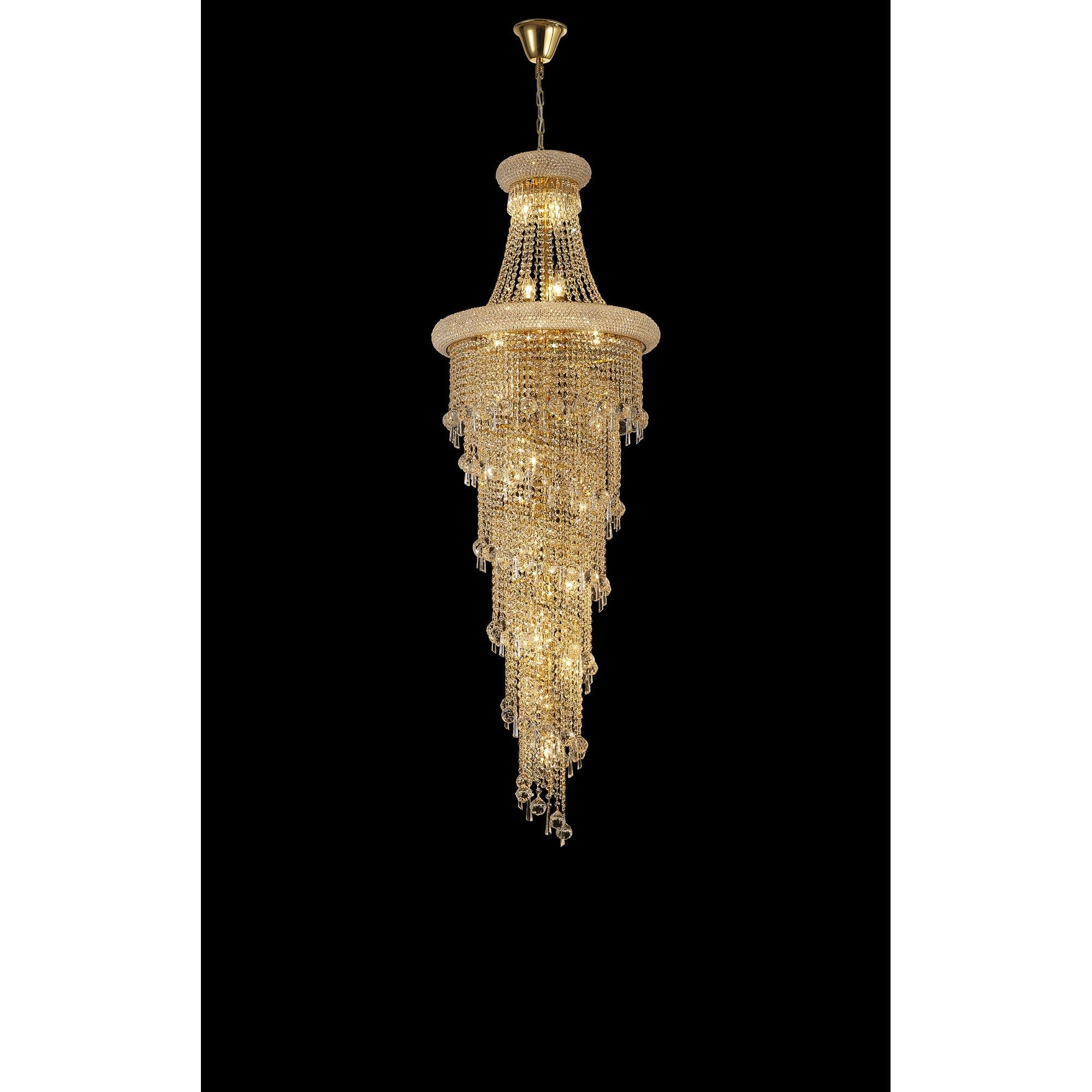 IL32116 Alexandra Pendant 4 Layer Spiral 25 Light E14 Gold/Crystal