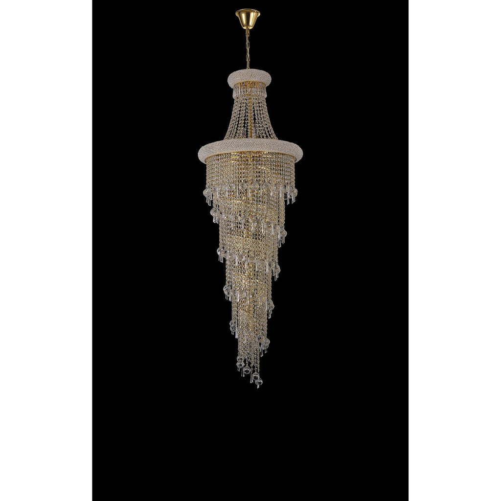 IL32116 Alexandra Pendant 4 Layer Spiral 25 Light E14 Gold/Crystal