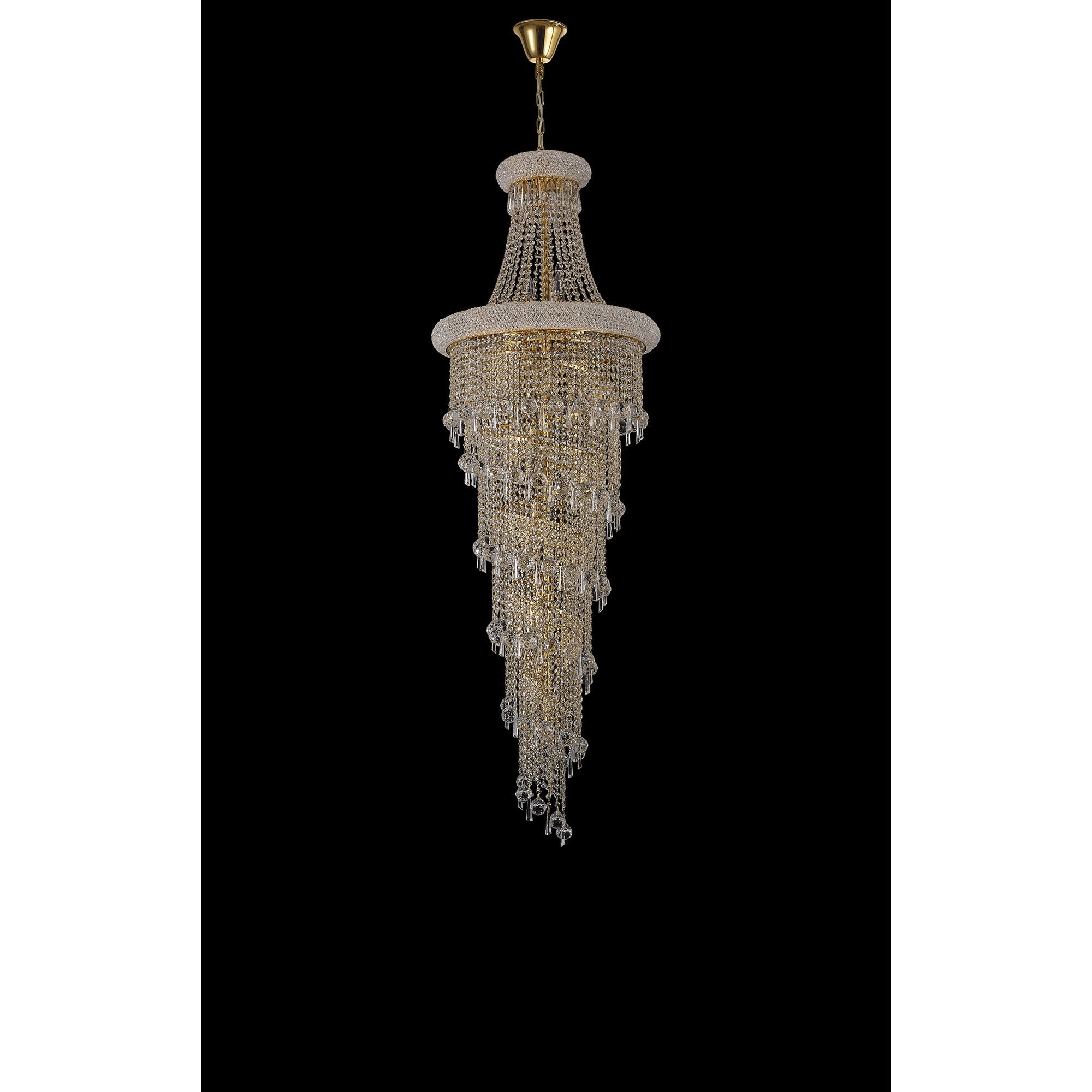 IL32116 Alexandra Pendant 4 Layer Spiral 25 Light E14 Gold/Crystal