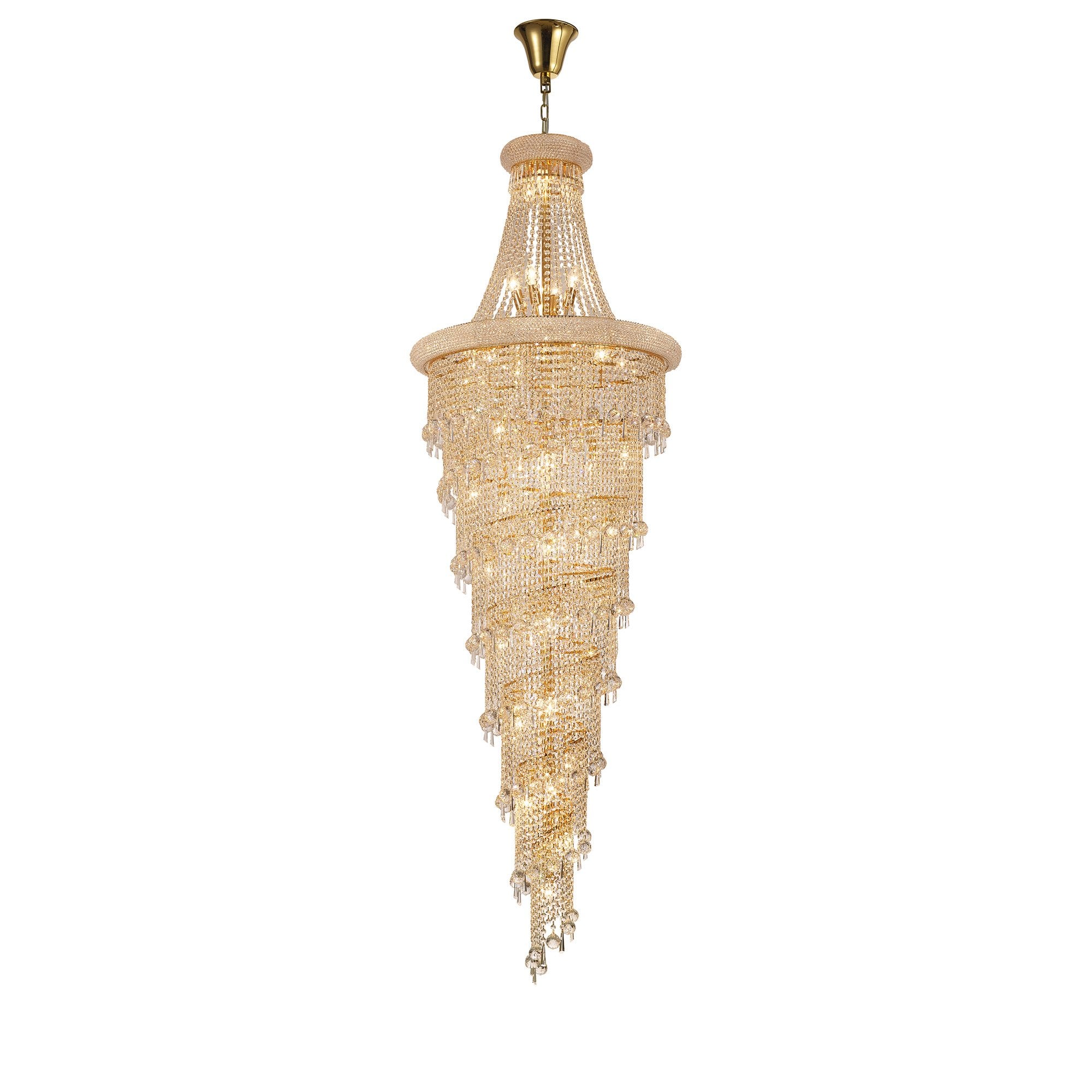 IL32117 Alexandra Pendant 4 Layer Spiral 49 Light E14 Gold/Crystal