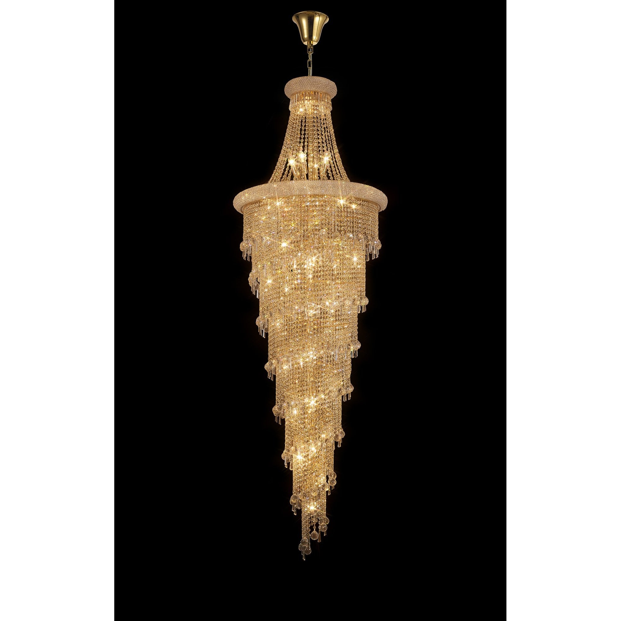 IL32117 Alexandra Pendant 4 Layer Spiral 49 Light E14 Gold/Crystal