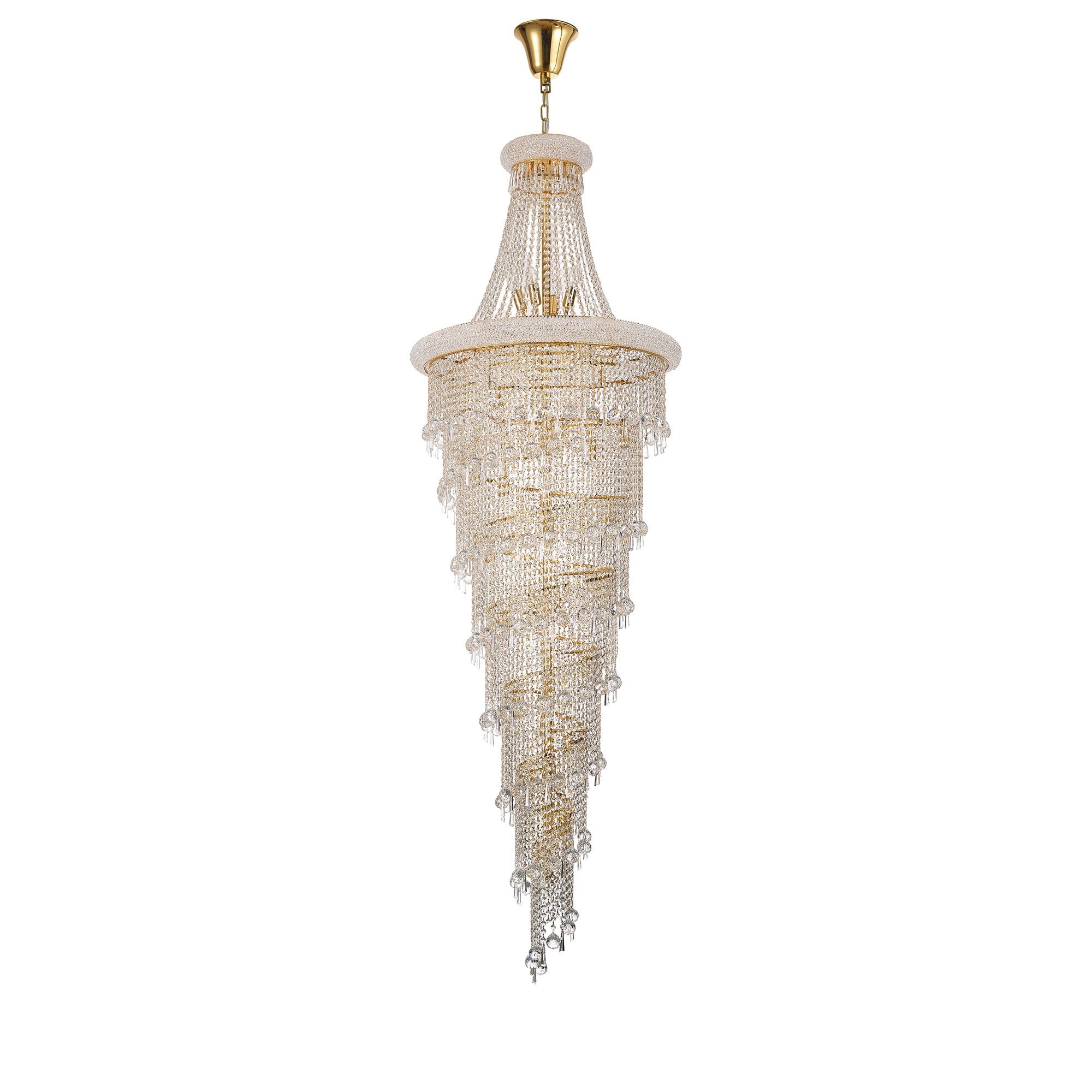 IL32117 Alexandra Pendant 4 Layer Spiral 49 Light E14 Gold/Crystal