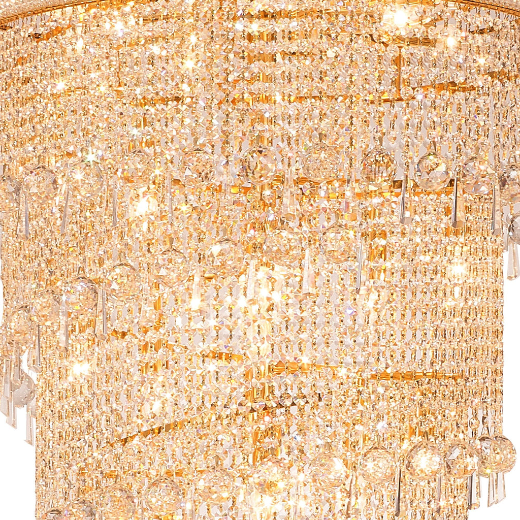 IL32117 Alexandra Pendant 4 Layer Spiral 49 Light E14 Gold/Crystal