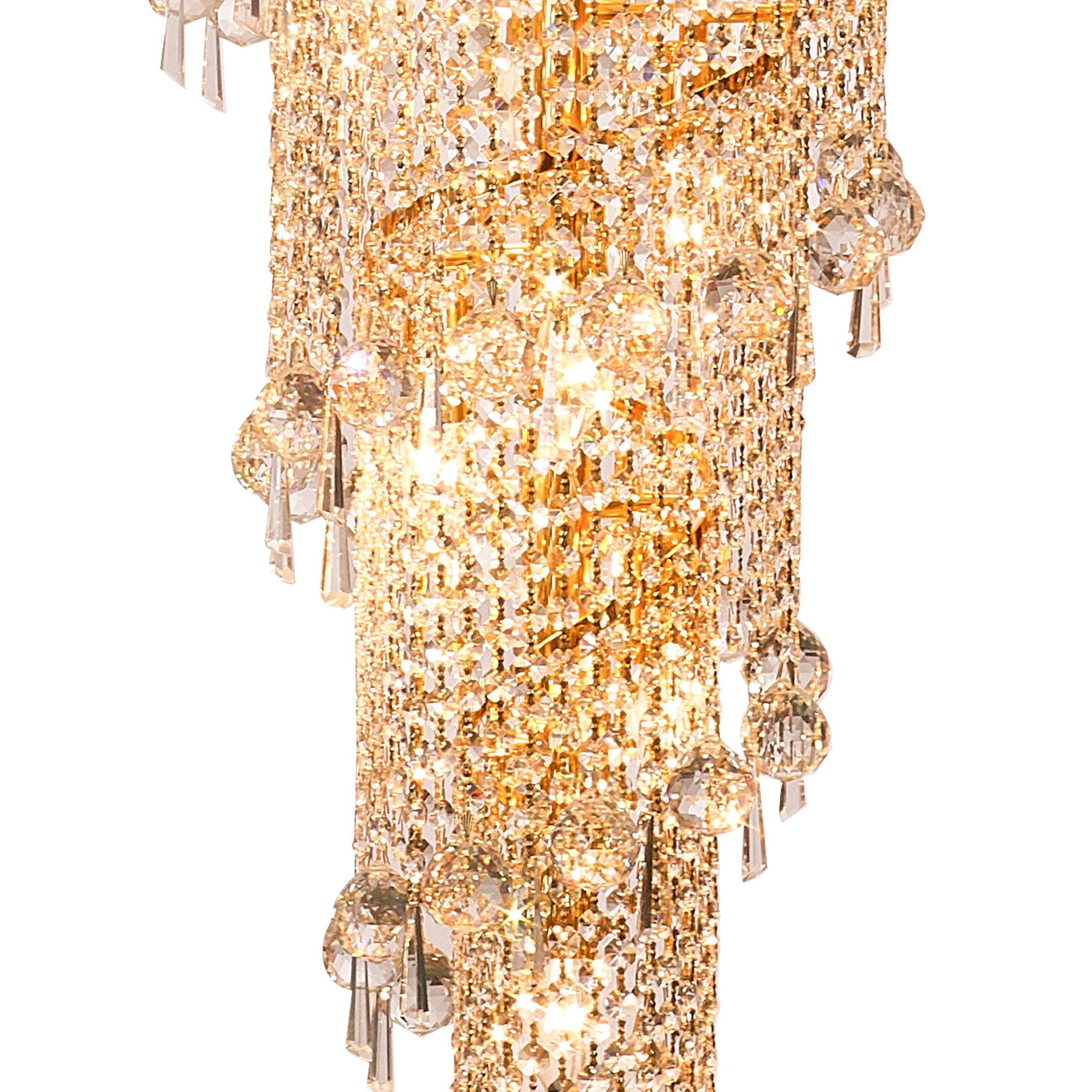 IL32117 Alexandra Pendant 4 Layer Spiral 49 Light E14 Gold/Crystal
