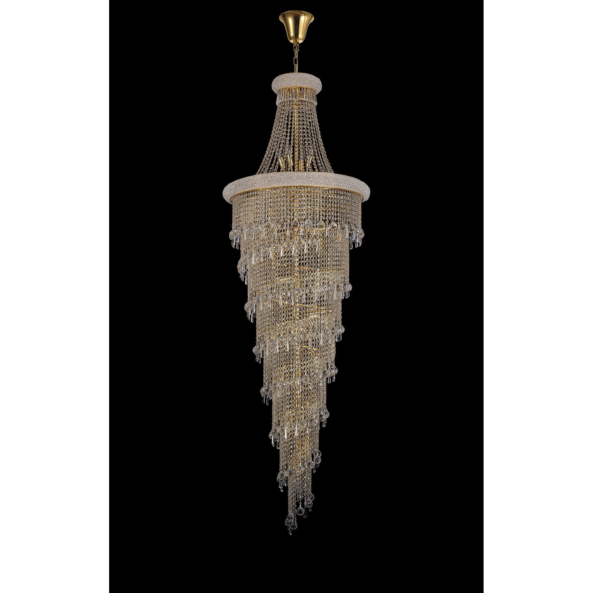IL32117 Alexandra Pendant 4 Layer Spiral 49 Light E14 Gold/Crystal
