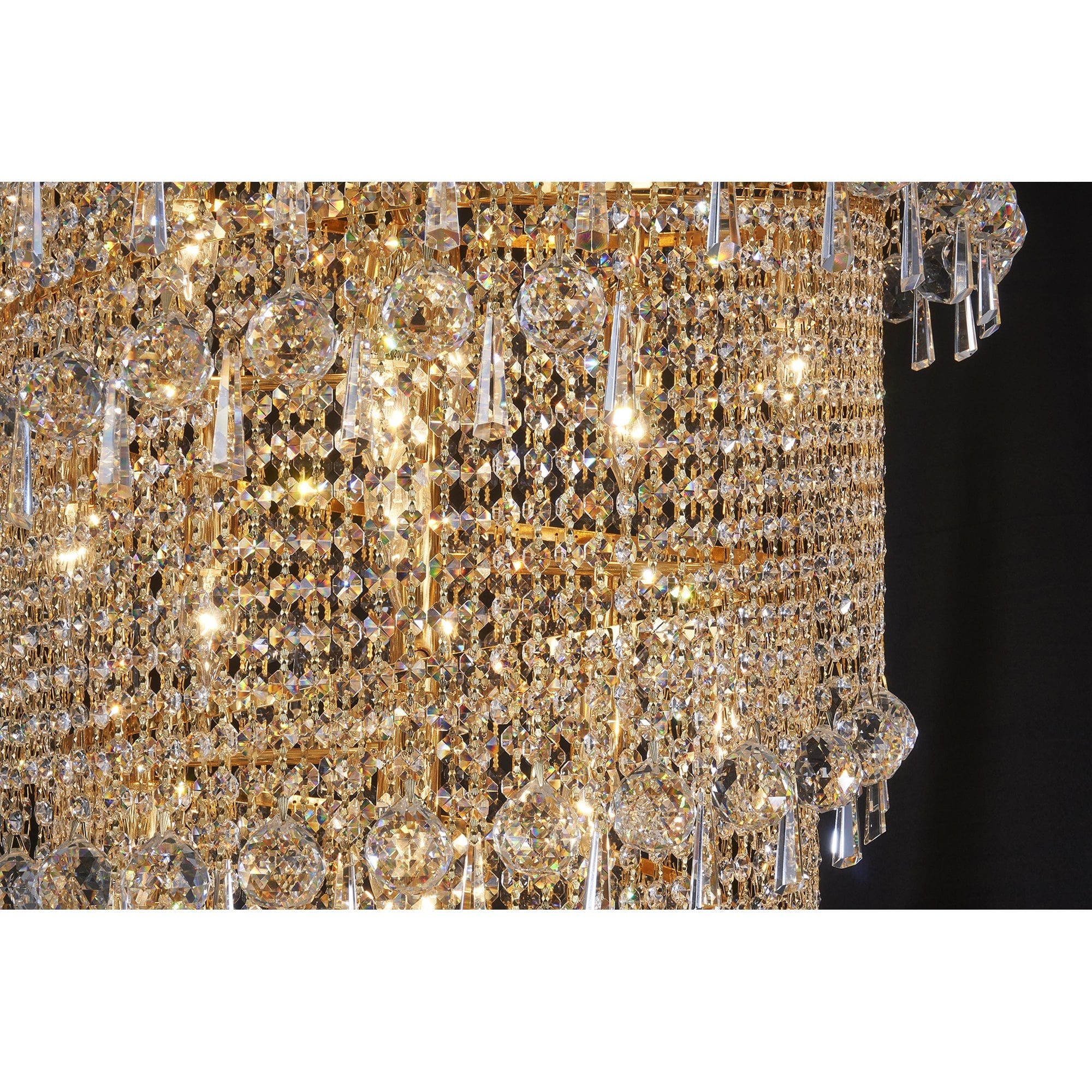 IL32117 Alexandra Pendant 4 Layer Spiral 49 Light E14 Gold/Crystal