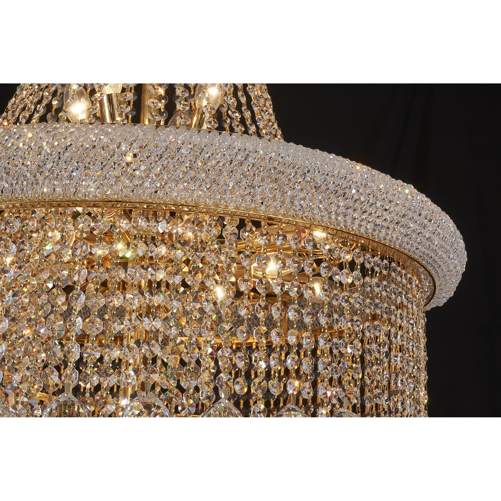 IL32117 Alexandra Pendant 4 Layer Spiral 49 Light E14 Gold/Crystal