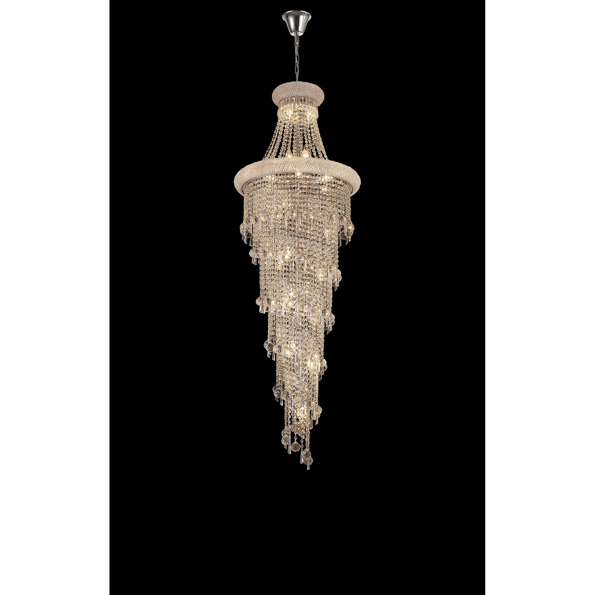 IL31456 Alexandra Pendant 4 Layer Spiral 25 Light E14 Polished Chrome/Crystal