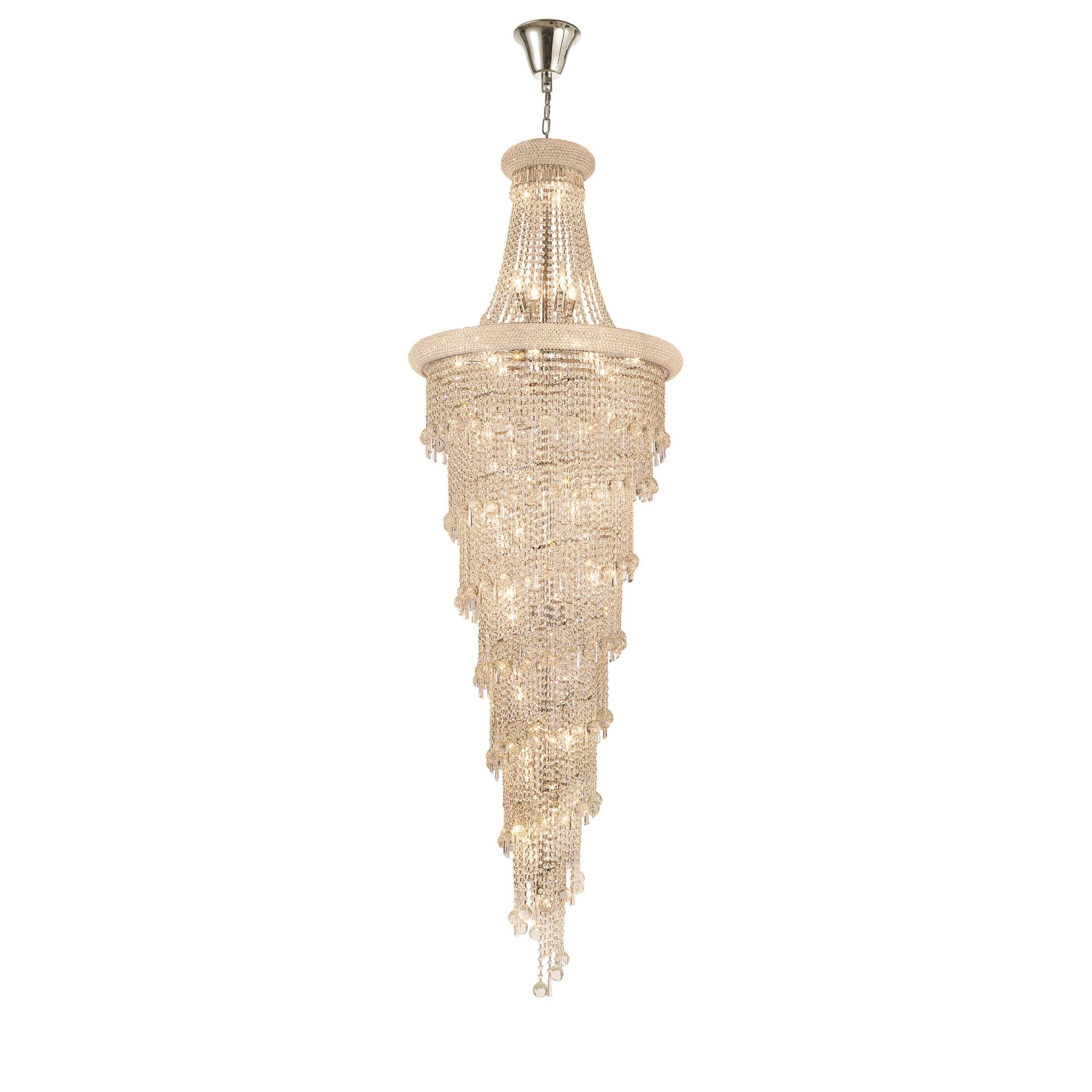IL31457 Alexandra Pendant 4 Layer Spiral 49 Light E14 Polished Chrome/Crystal