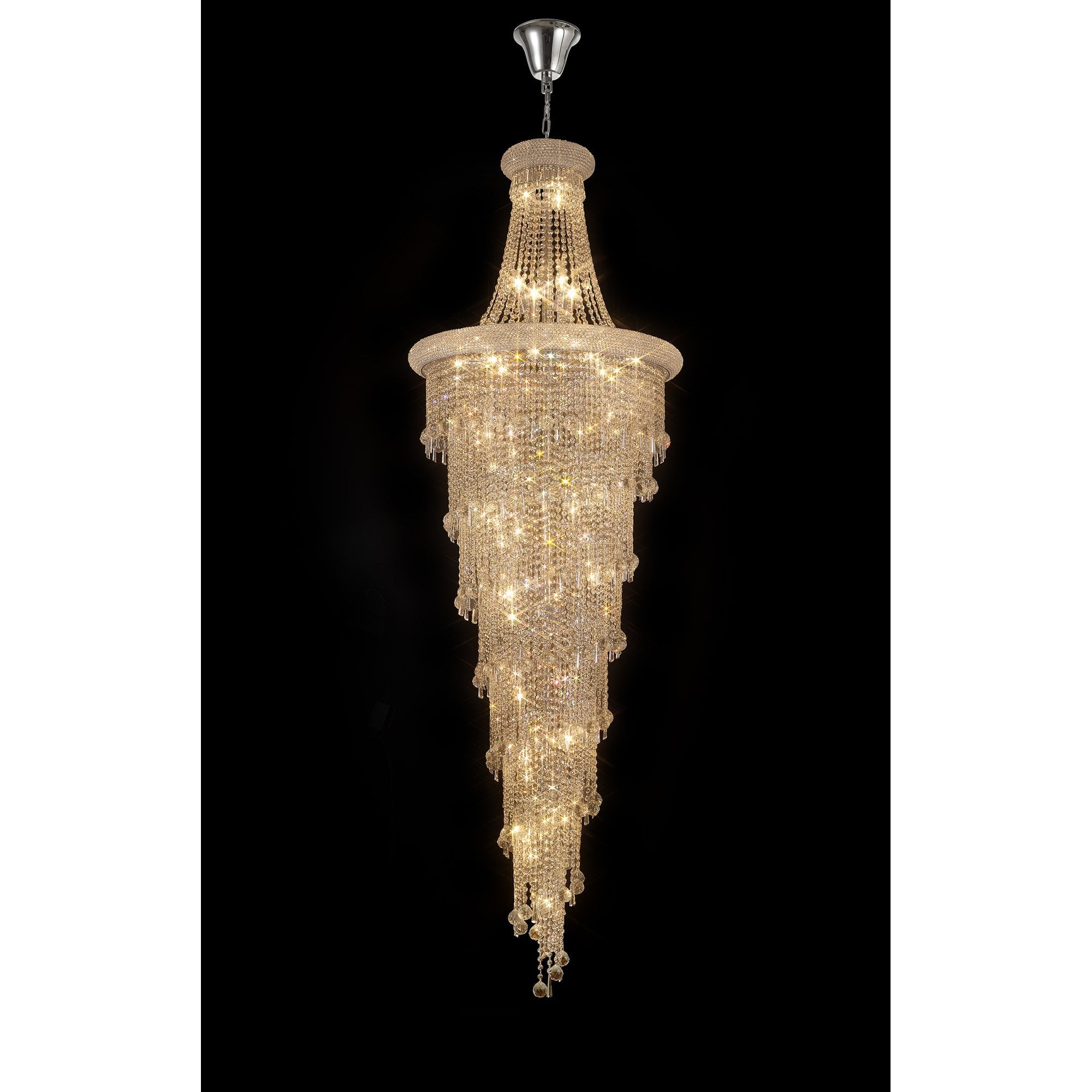 IL31457 Alexandra Pendant 4 Layer Spiral 49 Light E14 Polished Chrome/Crystal