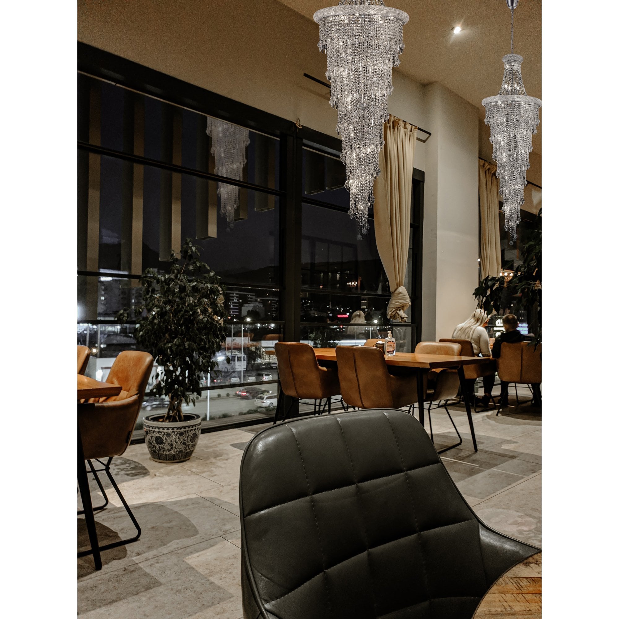 IL31457 Alexandra Pendant 4 Layer Spiral 49 Light E14 Polished Chrome/Crystal