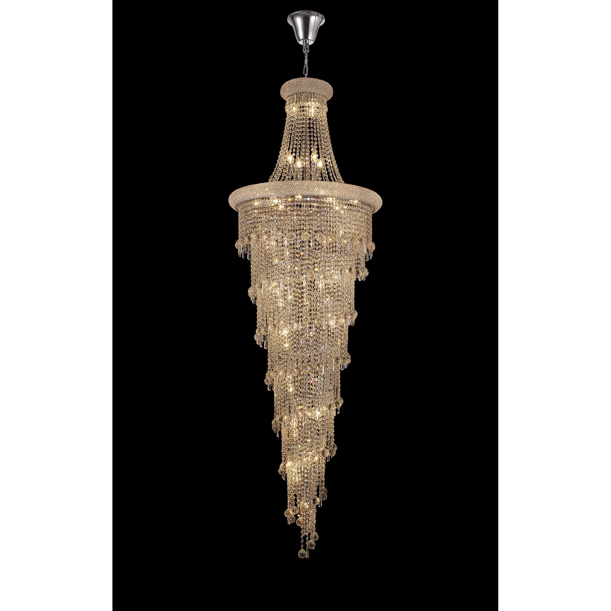 IL31457 Alexandra Pendant 4 Layer Spiral 49 Light E14 Polished Chrome/Crystal