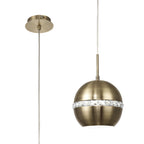 IL32840 Andrea Single Pendant 1 Light E27 Antique Brass/Crystal