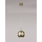 IL32840 Andrea Single Pendant 1 Light E27 Antique Brass/Crystal