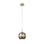 IL32840 Andrea Single Pendant 1 Light E27 Antique Brass/Crystal