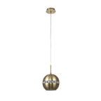 IL32840 Andrea Single Pendant 1 Light E27 Antique Brass/Crystal