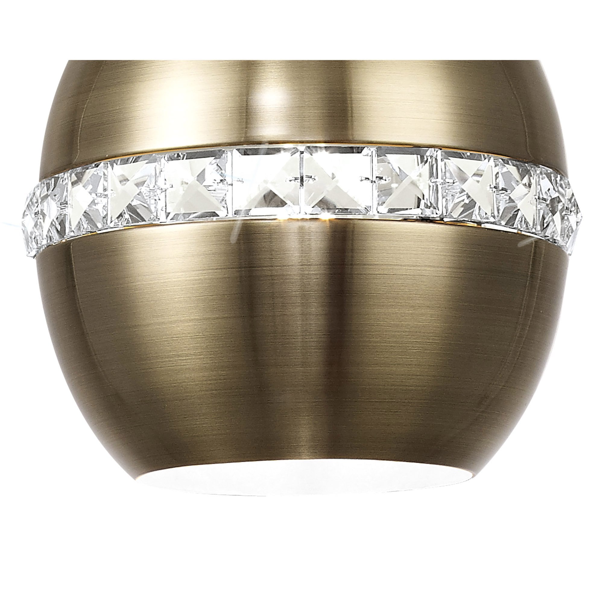IL32840 Andrea Single Pendant 1 Light E27 Antique Brass/Crystal