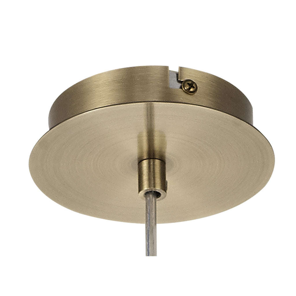 IL32840 Andrea Single Pendant 1 Light E27 Antique Brass/Crystal