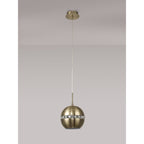 IL32840 Andrea Single Pendant 1 Light E27 Antique Brass/Crystal