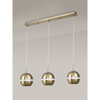 IL32841 Andrea Pendant 3 Light E27 Linear Antique Brass/Crystal