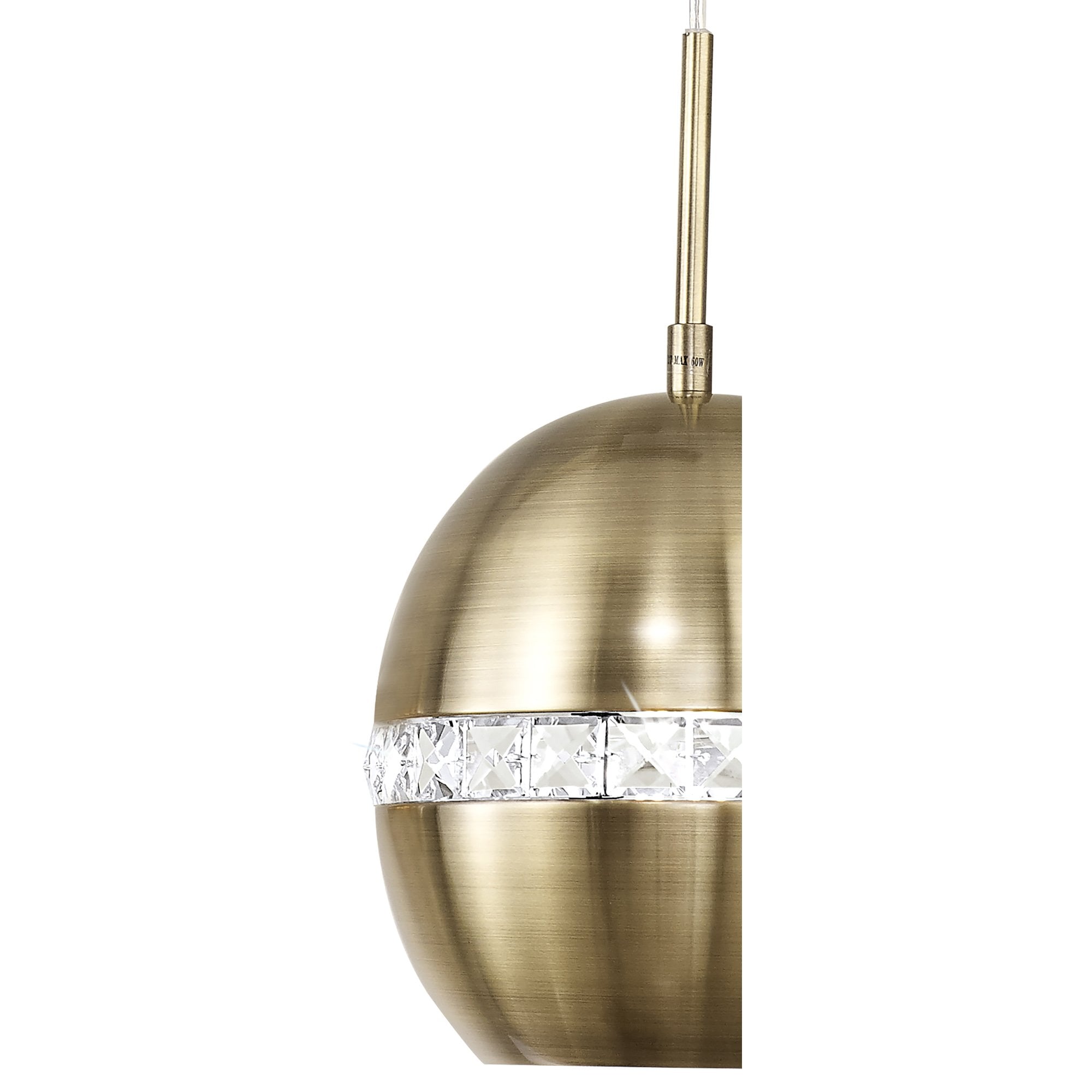 IL32841 Andrea Pendant 3 Light E27 Linear Antique Brass/Crystal
