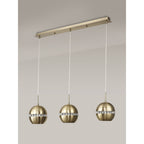 IL32841 Andrea Pendant 3 Light E27 Linear Antique Brass/Crystal