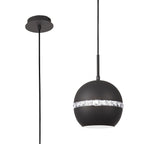 IL32843 Andrea Single Pendant 1 Light E27 Graphite/Crystal