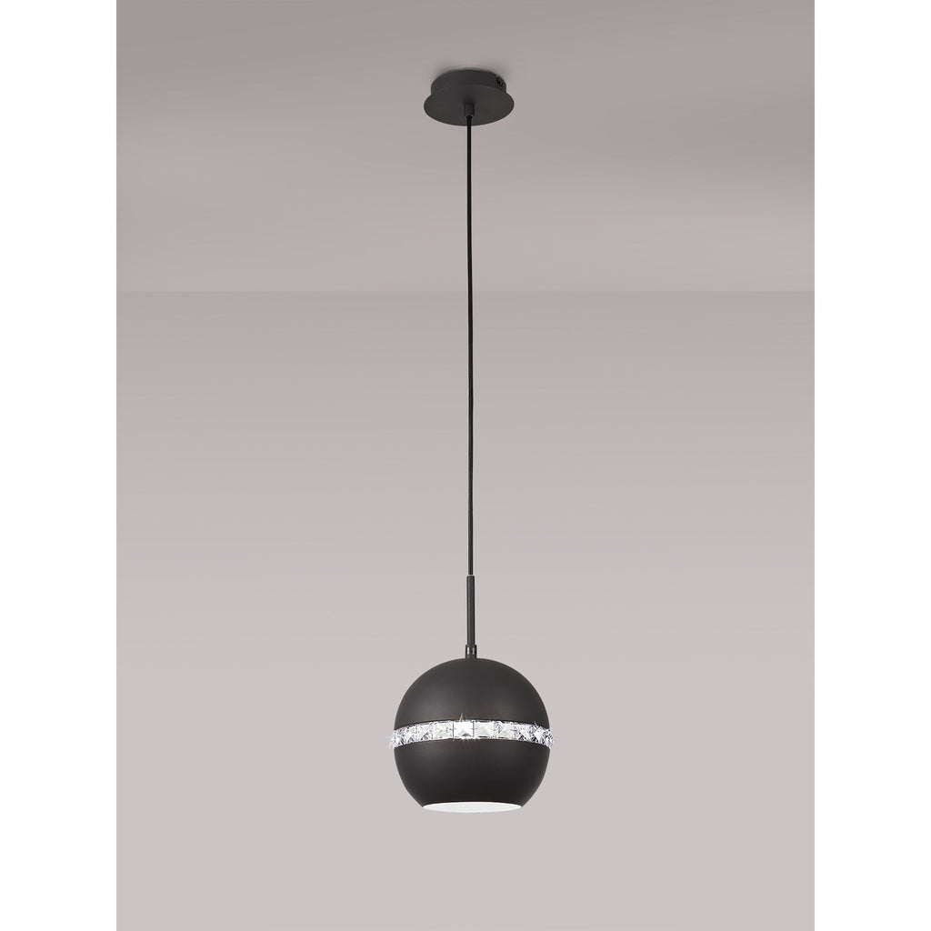 IL32843 Andrea Single Pendant 1 Light E27 Graphite/Crystal