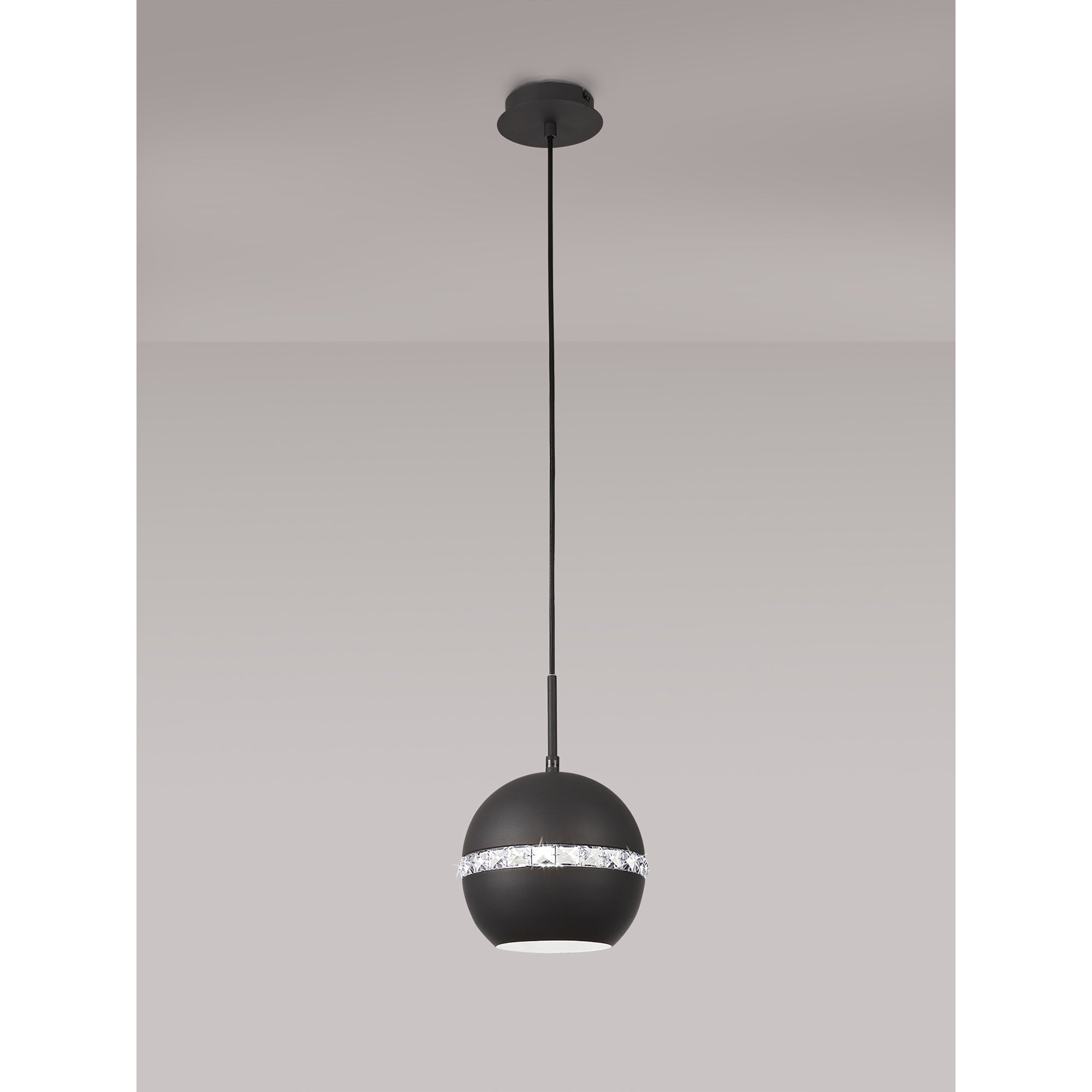 IL32843 Andrea Single Pendant 1 Light E27 Graphite/Crystal