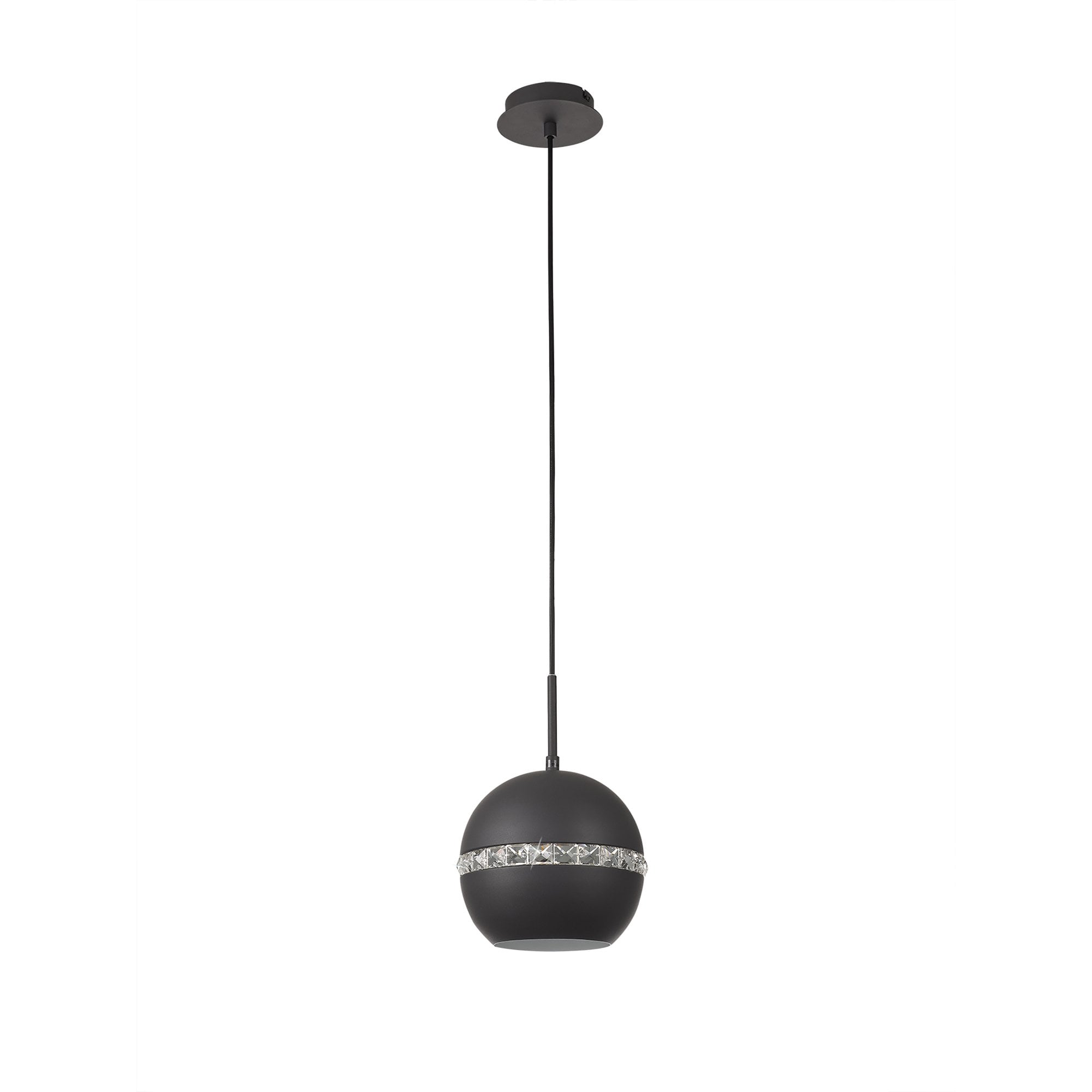 IL32843 Andrea Single Pendant 1 Light E27 Graphite/Crystal
