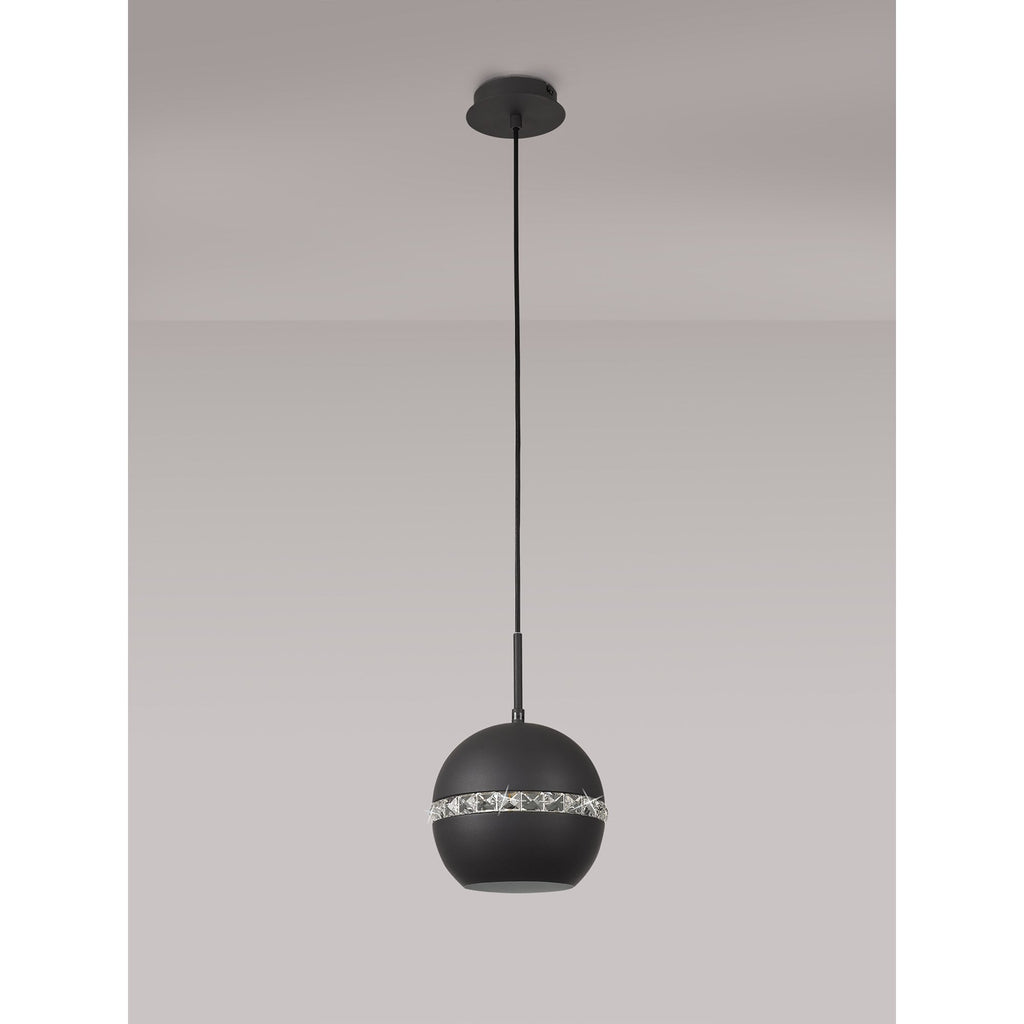IL32843 Andrea Single Pendant 1 Light E27 Graphite/Crystal