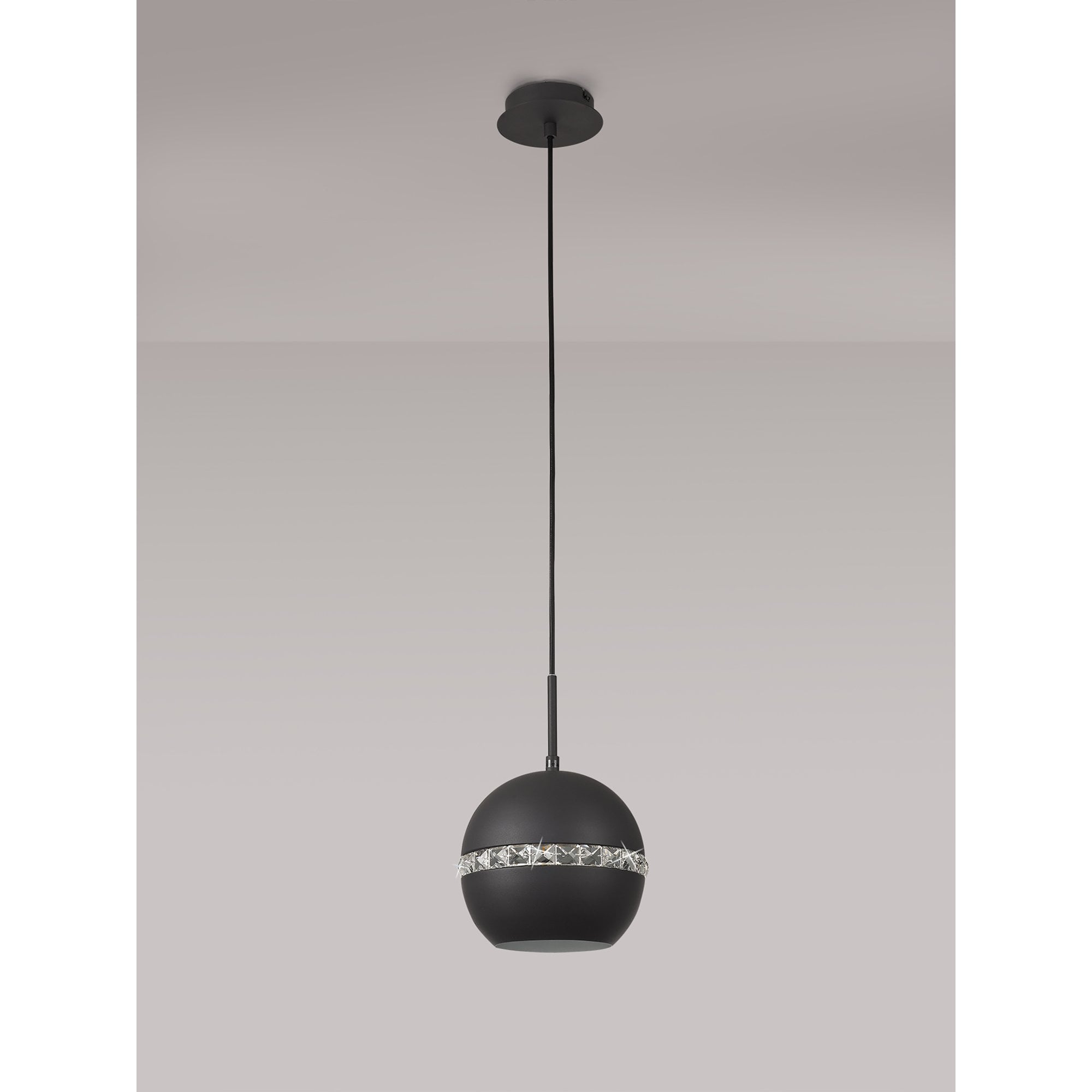 IL32843 Andrea Single Pendant 1 Light E27 Graphite/Crystal